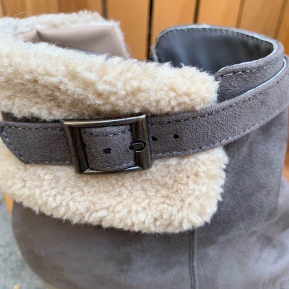 ✨CHEEKS PLATFORM WEDGE FUR TRIM ANKLE BOOTS 8 - Picture 13 of 16